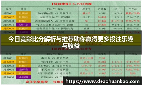 今日竞彩比分解析与推荐助你赢得更多投注乐趣与收益